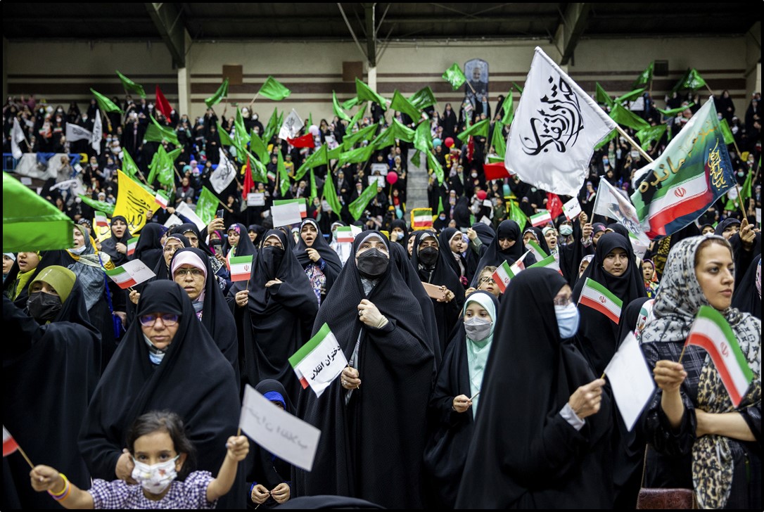 Women at a pro-hijab rally in Tehran in 2022
