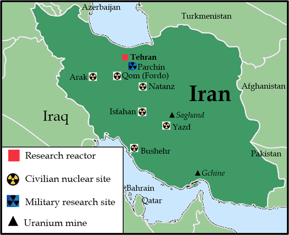 Iran map nuclear sites