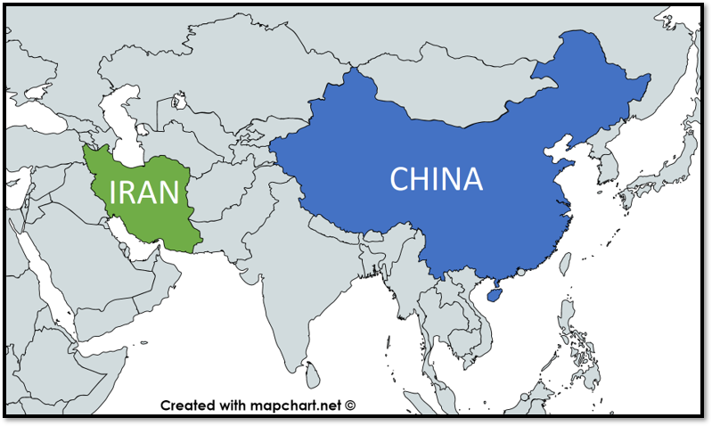 Iran China map