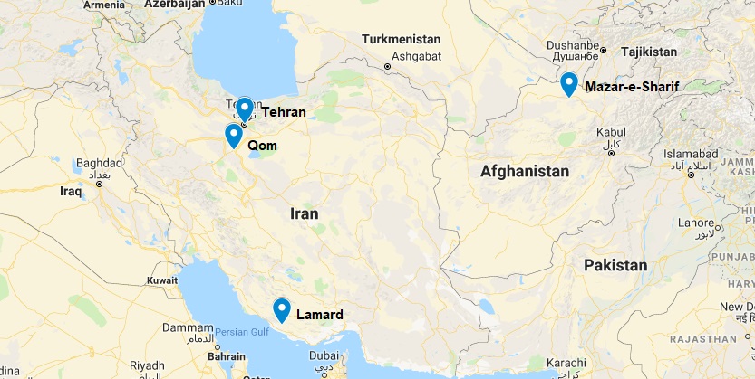 Iran, Afghanistan map