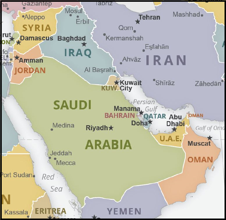 KSA Iran map