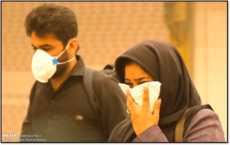 Residents of Ahvaz during a dust storm