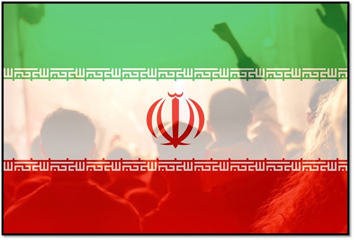 Iran flag prosters