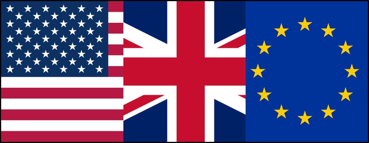 U.S. British E.U. Flags