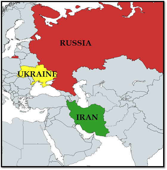 Ukraine Iran Russia map