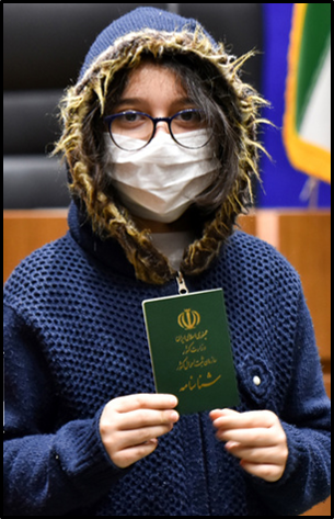 Reyhaneh, the first child of a non-Iranian father to become a citizen