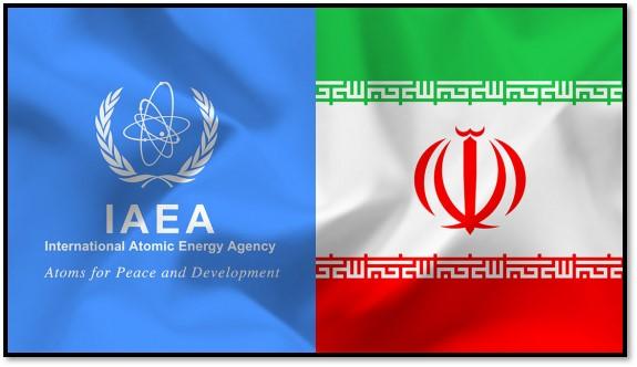 IAEA and Iran flags